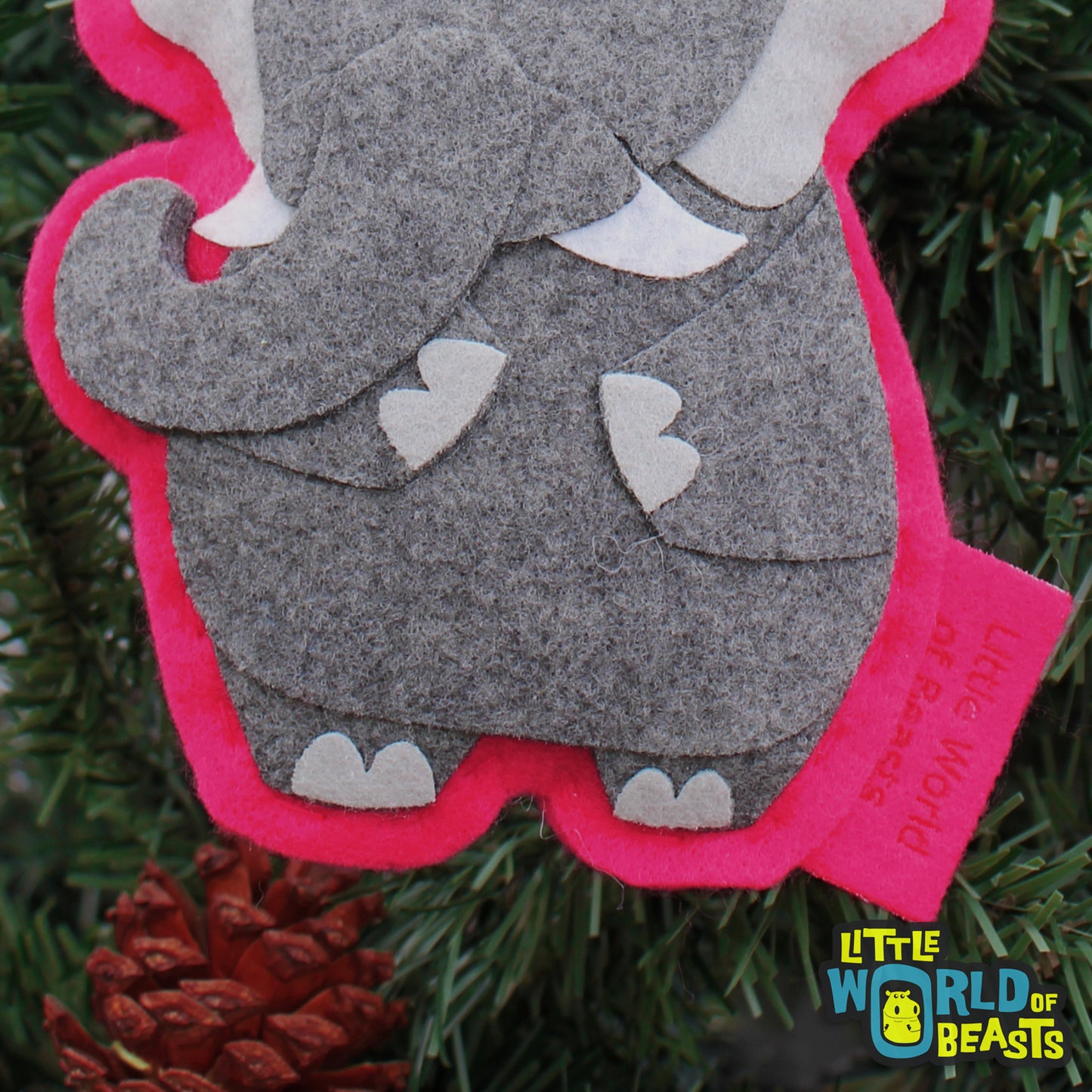 Elephant - Felt Animal Christmas Ornament