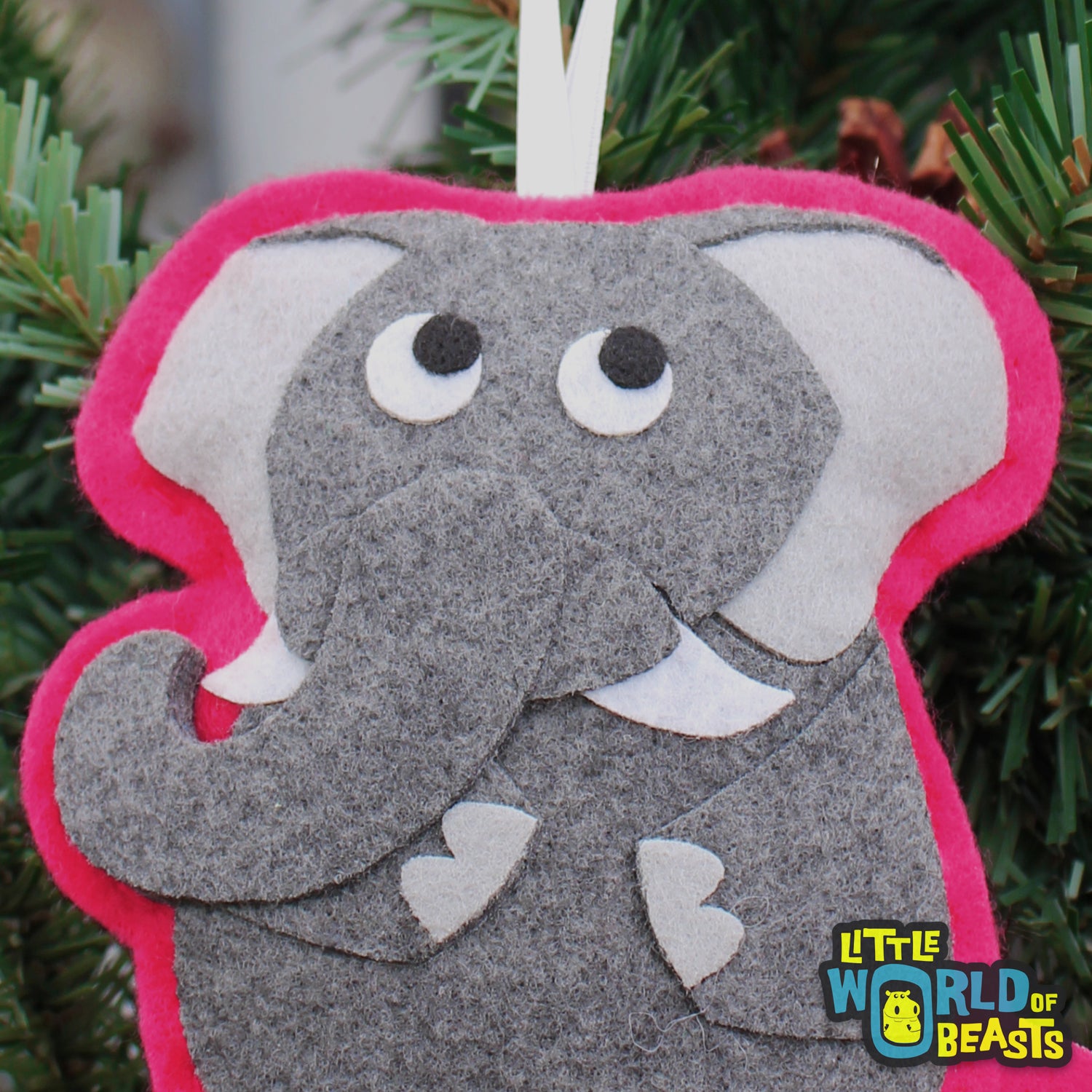Elephant - Felt Animal Christmas Ornament