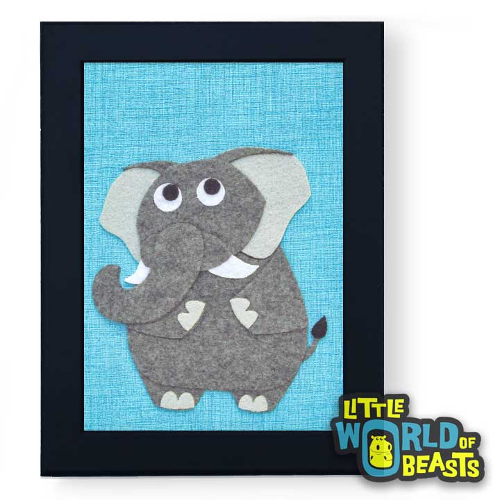 Ira the Elephant Framed - Zoo Animal Nursery Art - Little World of Beasts