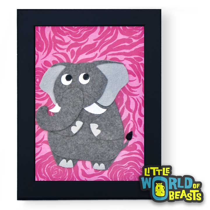 Ira the Elephant Framed - Zoo Animal Nursery Art - Little World of Beasts