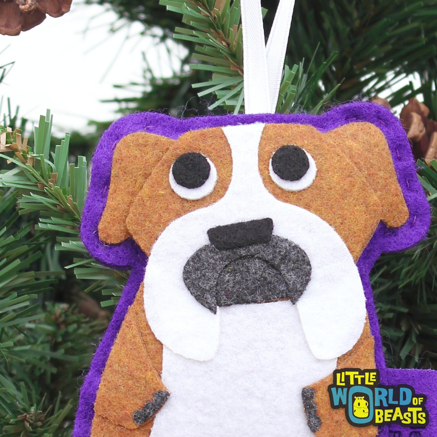 English Bulldog  Felt Christmas Ornament