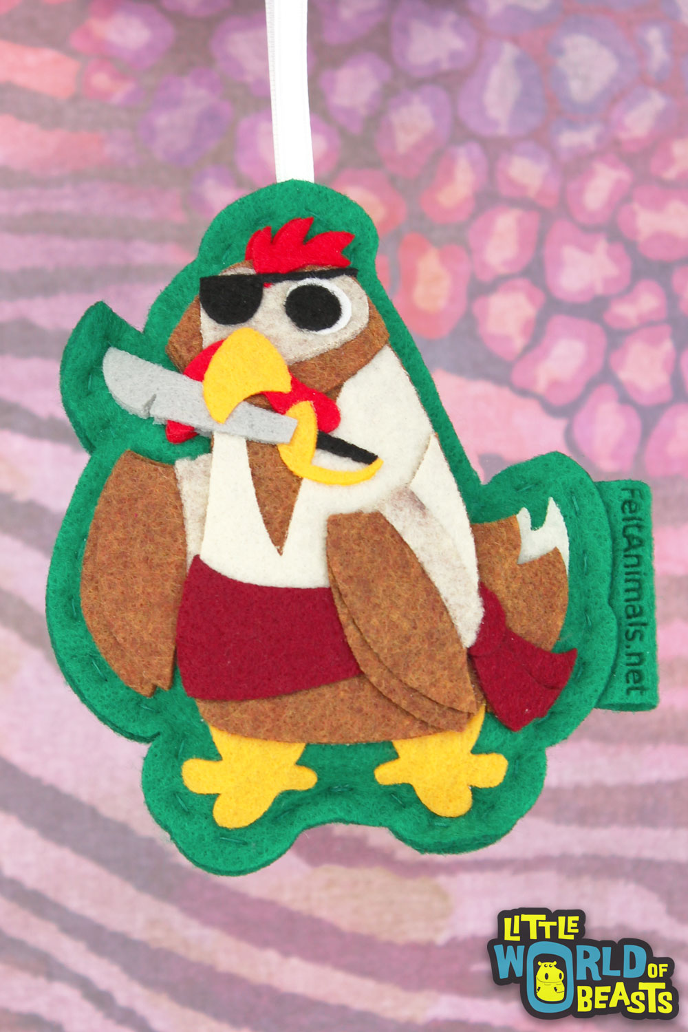 Pirate Chicken - Felt Animal Christmas Ornament