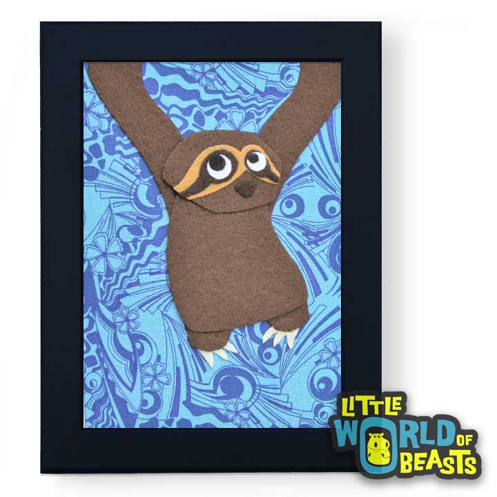 Gracie the Sloth - Framed Felt Animal Nursery Art - Little World of Beasts