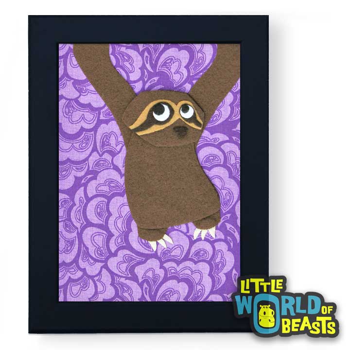 Gracie the Sloth - Framed Felt Animal Nursery Art - Little World of Beasts