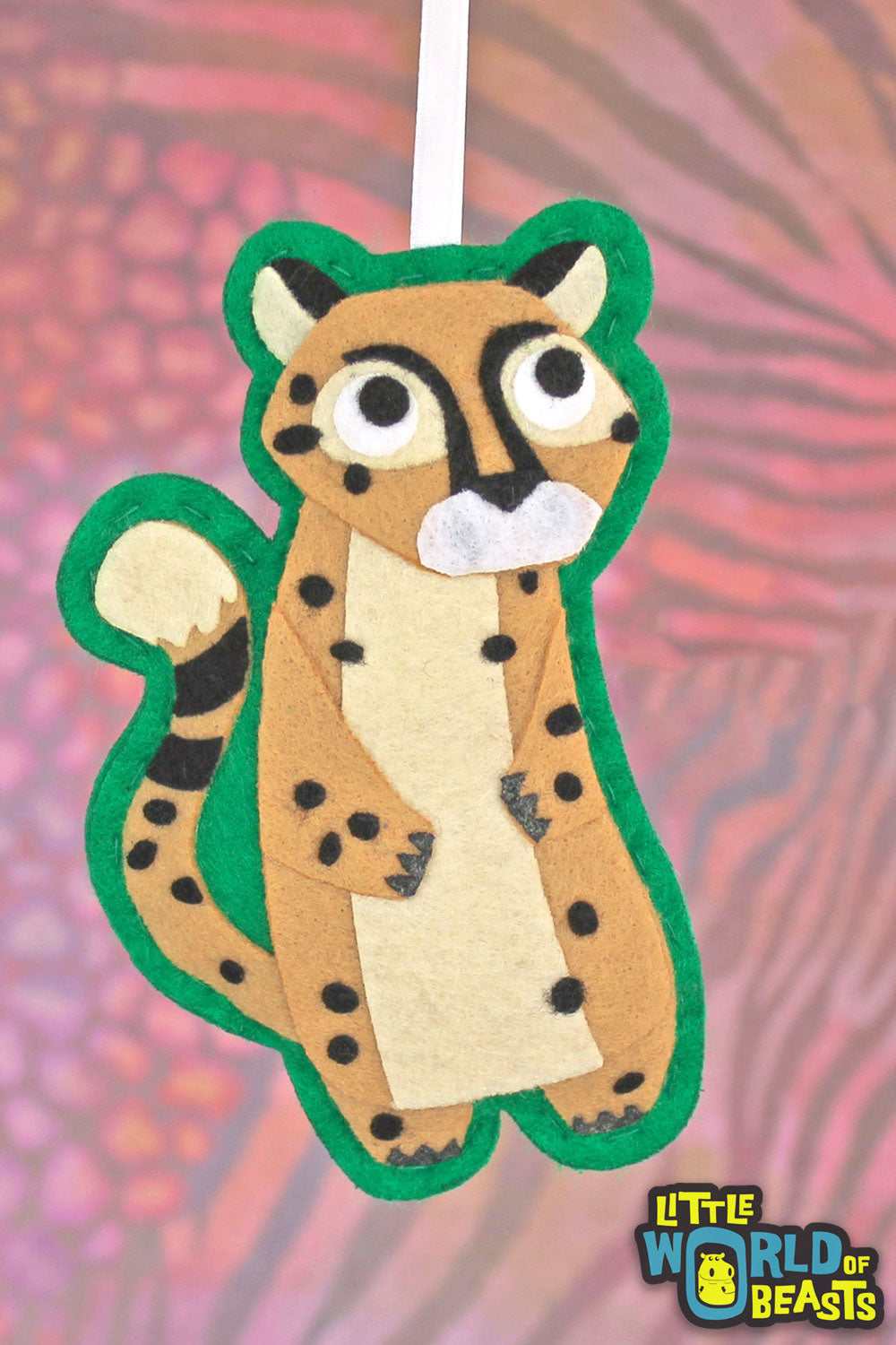 Felt Animal - Handmade Christmas Ornament - Cheetah