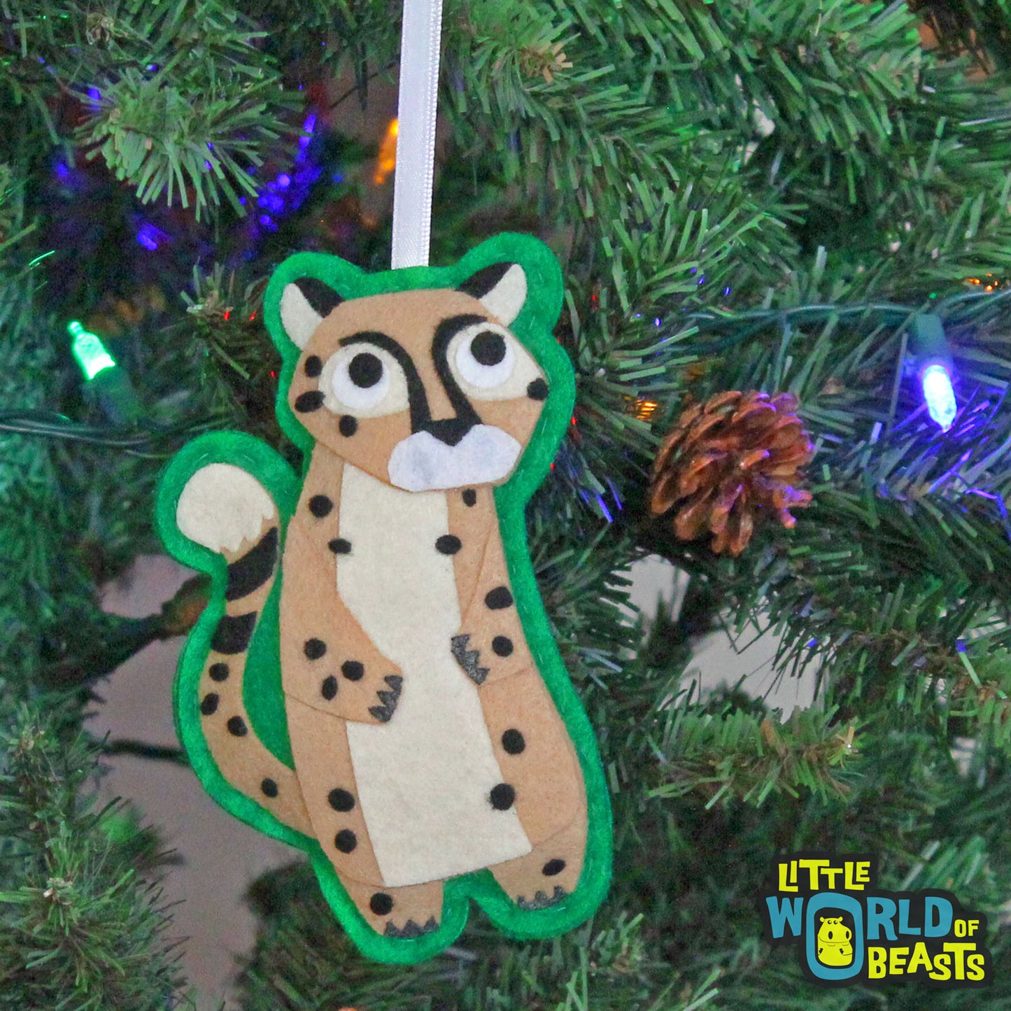 Cheetah - Felt Christmas Tree Ornament - Little World of Beasts