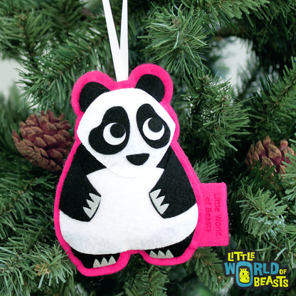 Personalized Christmas Ornament - Panda Bear - Felt 