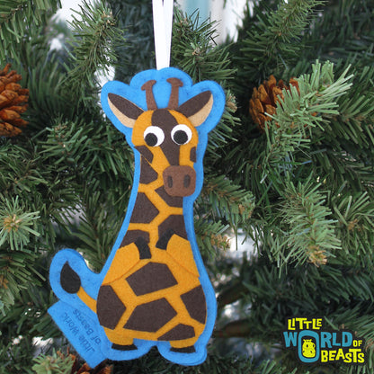 Felt Christmas Ornament- Giraffe - Personalized