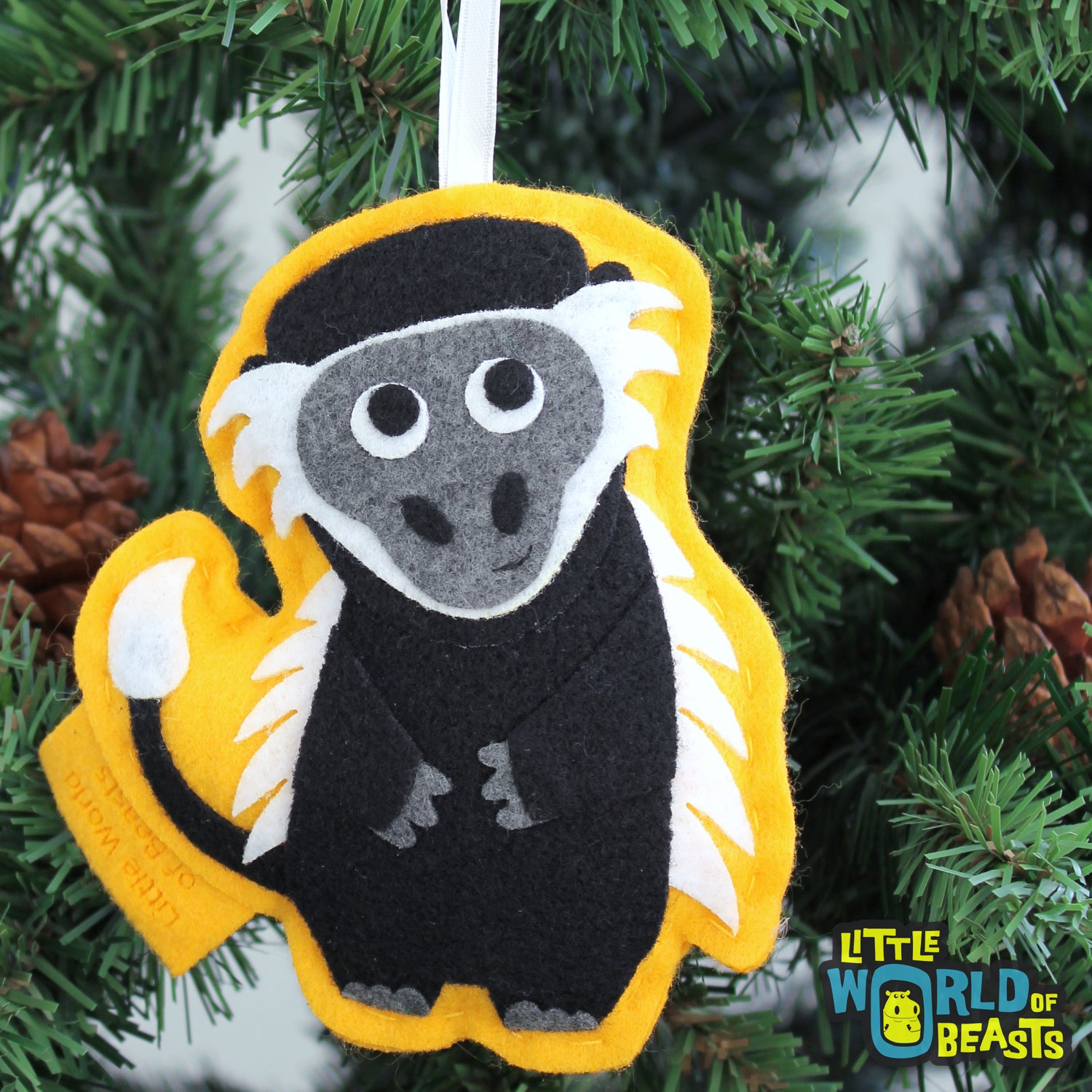 Personalized Ornament - Felt Animal - Colobus Monkey