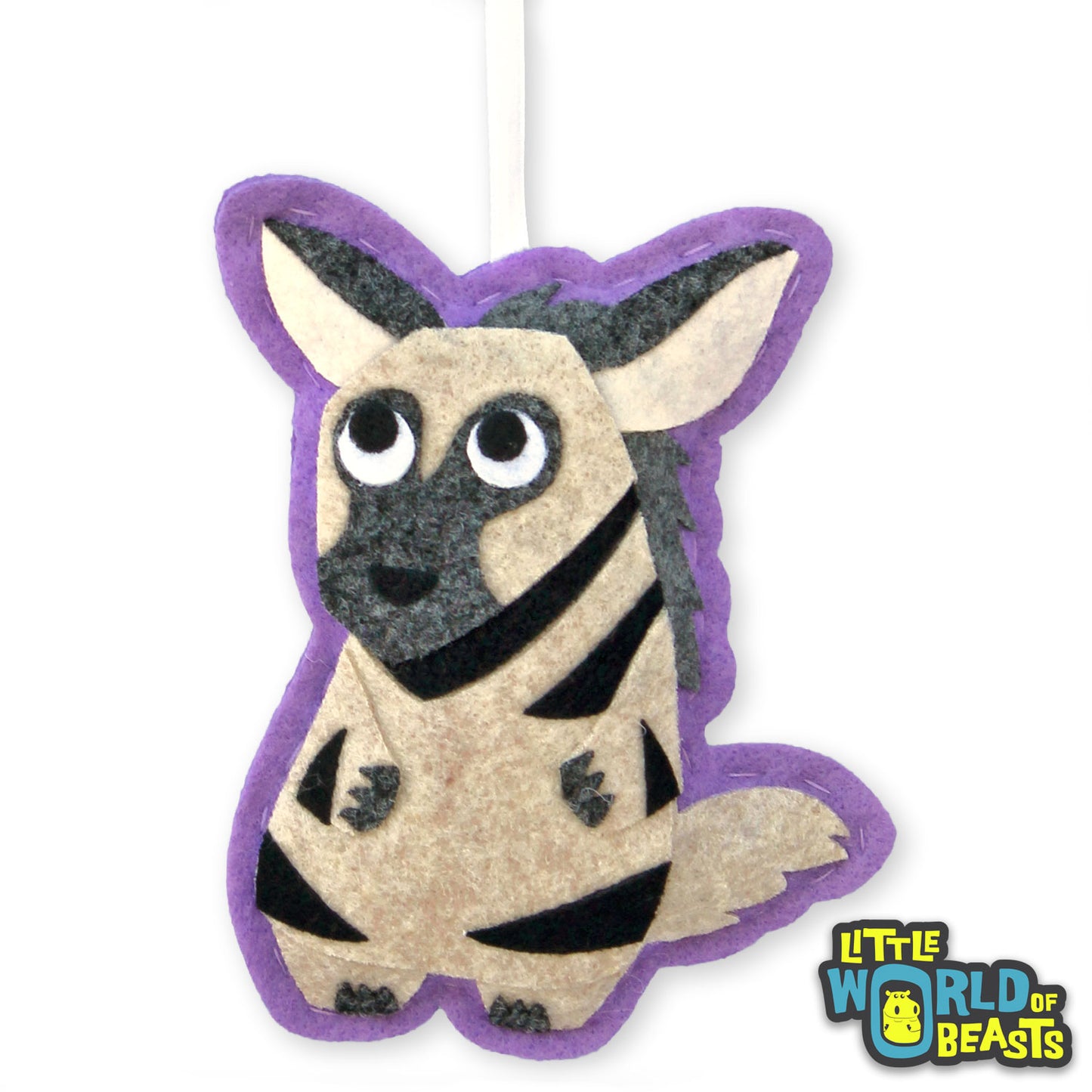 Ichabod the Striped Hyena - Felt Animal Ornament - Little World of Beasts