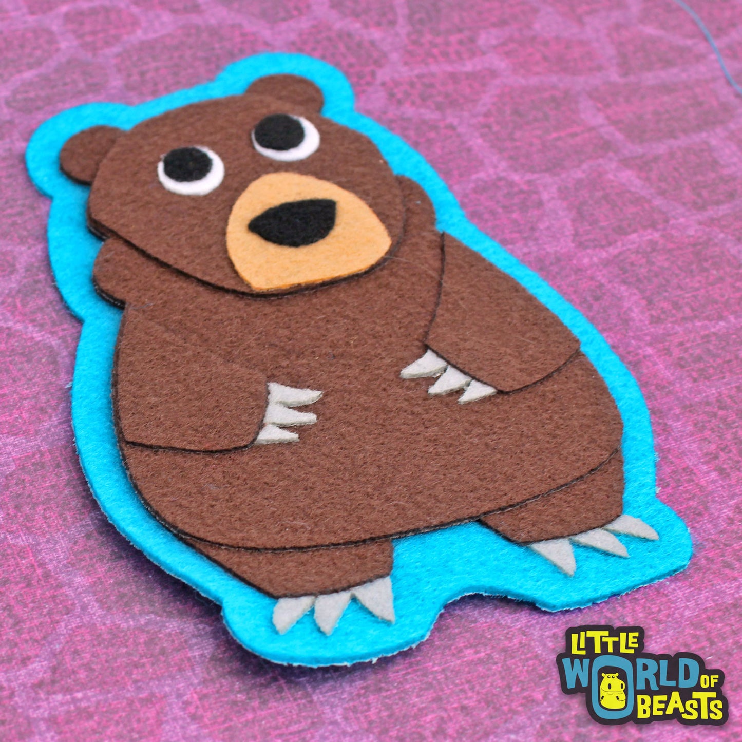 Felt Applique Grizzly Bear - Sew on or Iron on Patch - Little World of Beasts