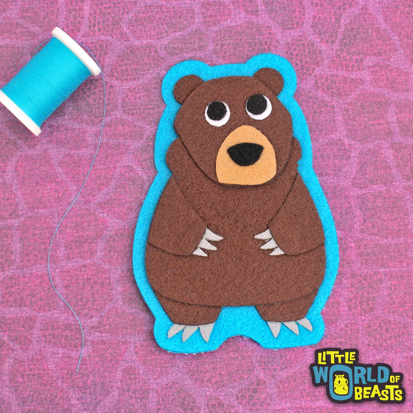 Felt Bear - Sew on or Iron on Patch - Little World of Beasts