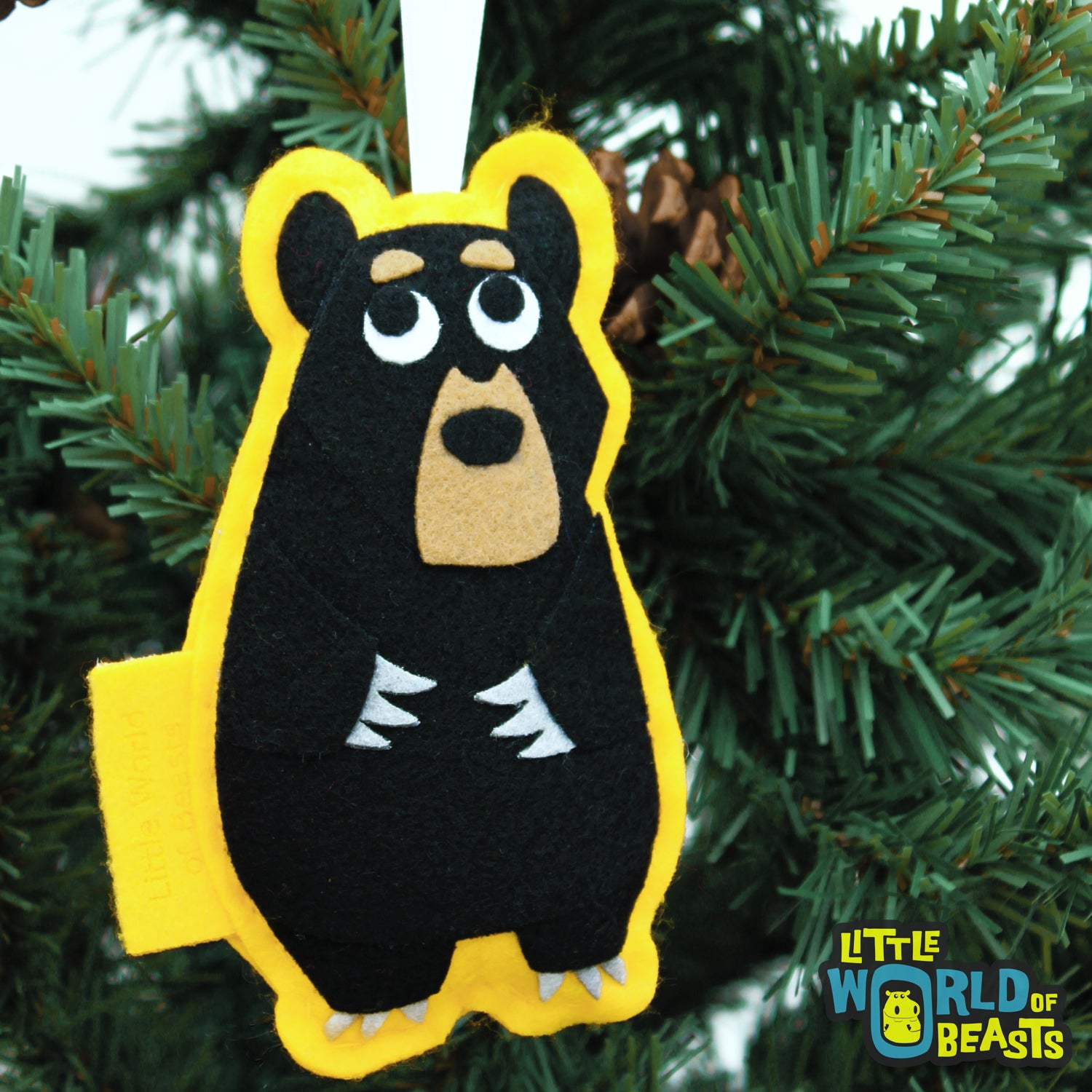 Black Bear- Felt Christmas Ornament - Little World of Beasts
