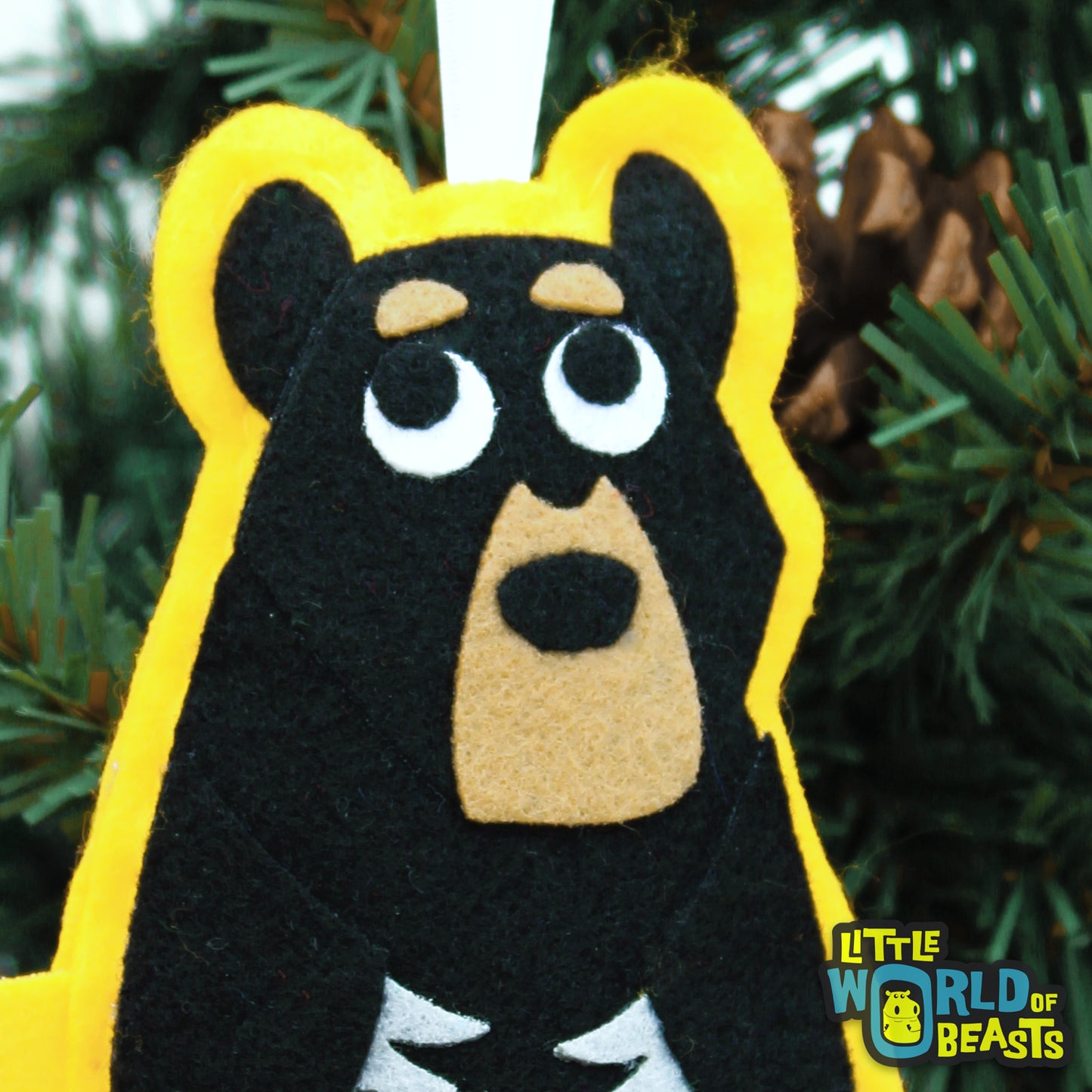 Black Bear- Felt Christmas Ornament - Little World of Beasts