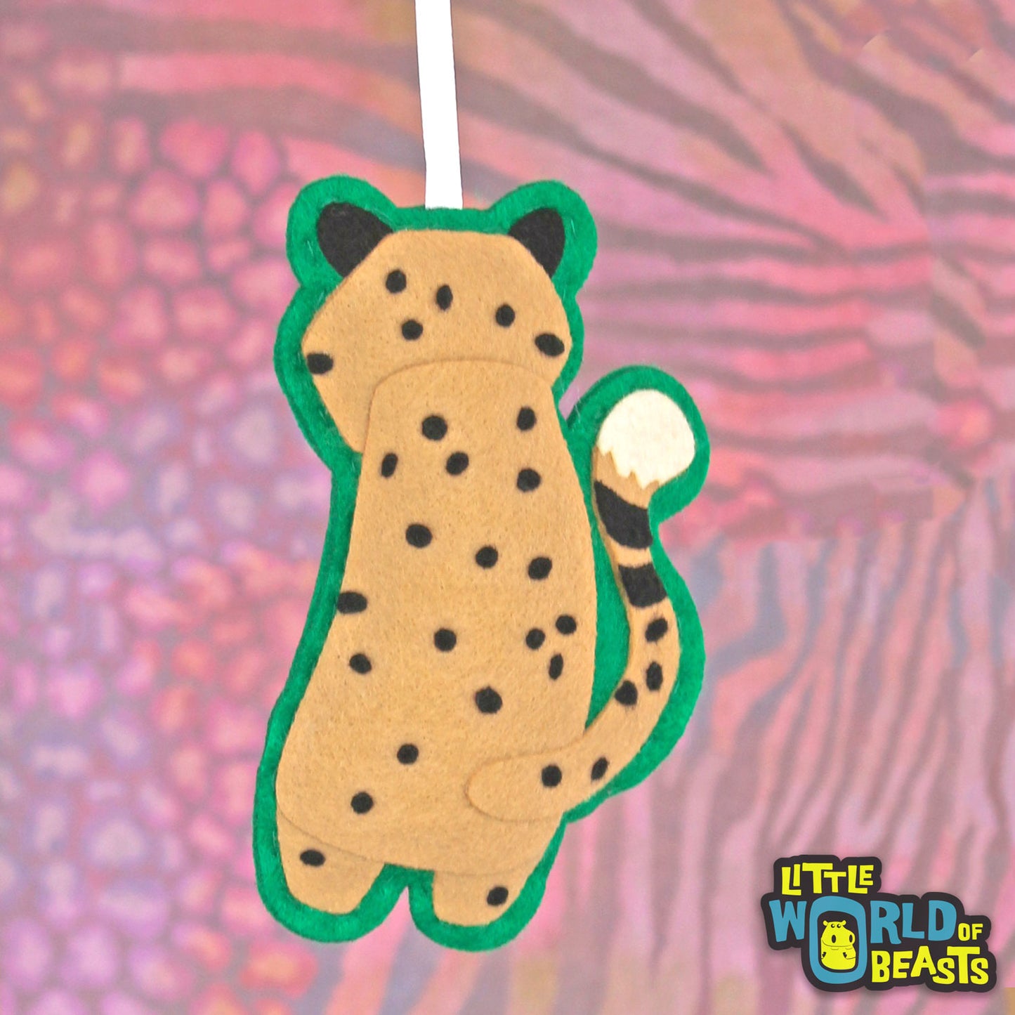 Cheetah Felt Animal Christmas Ornament