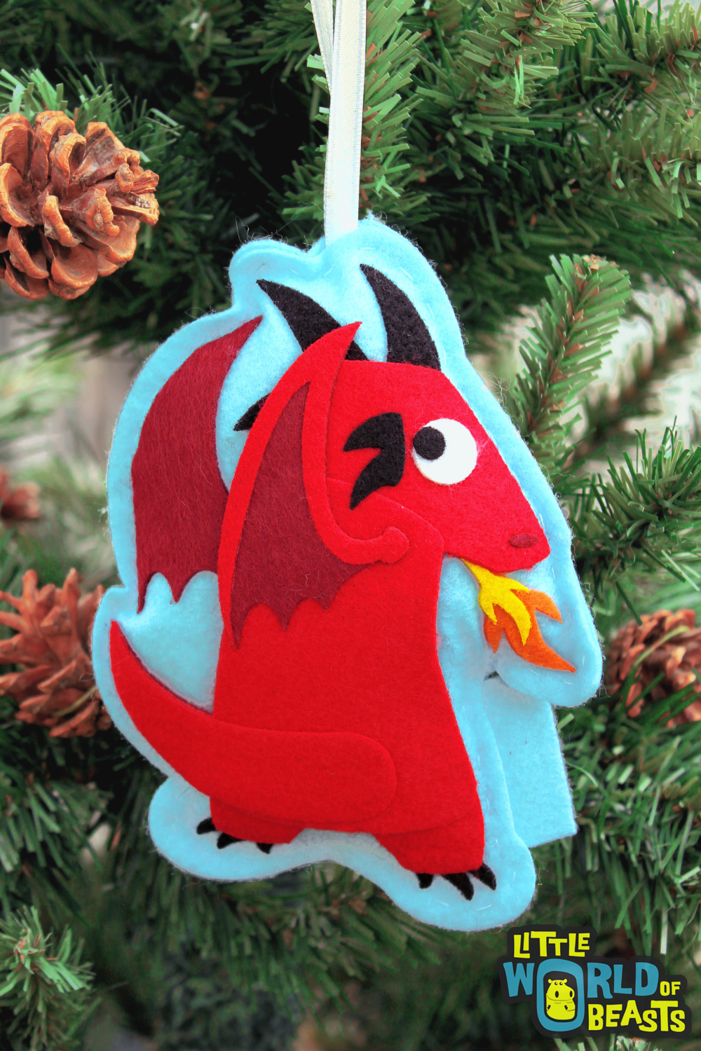  Felt Christmas Ornament - Red Dragon