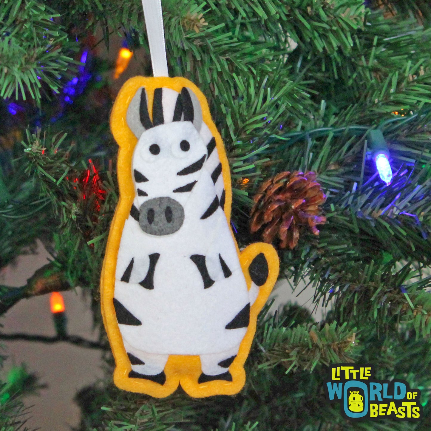 Felt Animal Christmas Ornament - Zebra - Little World of Beasts