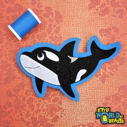 Manny the Orca Patch - Felt Ocean Animal Applique - Sew On or Iron On