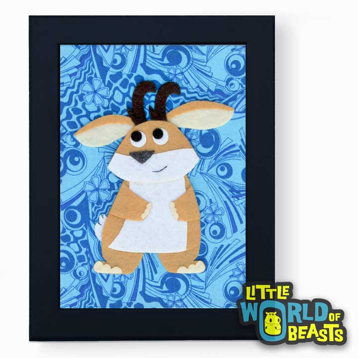 Hilda the Jackalope - Framed Cartoon Animal Art - Little World of Beasts