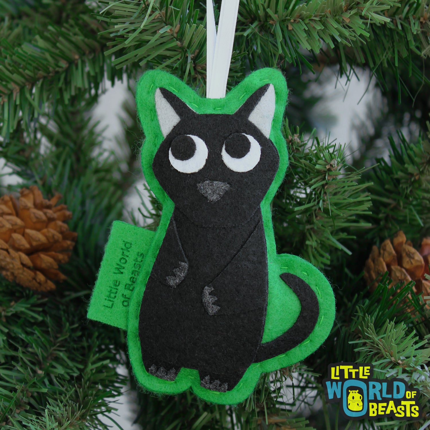 Personalized Felt Ornament - Black Cat