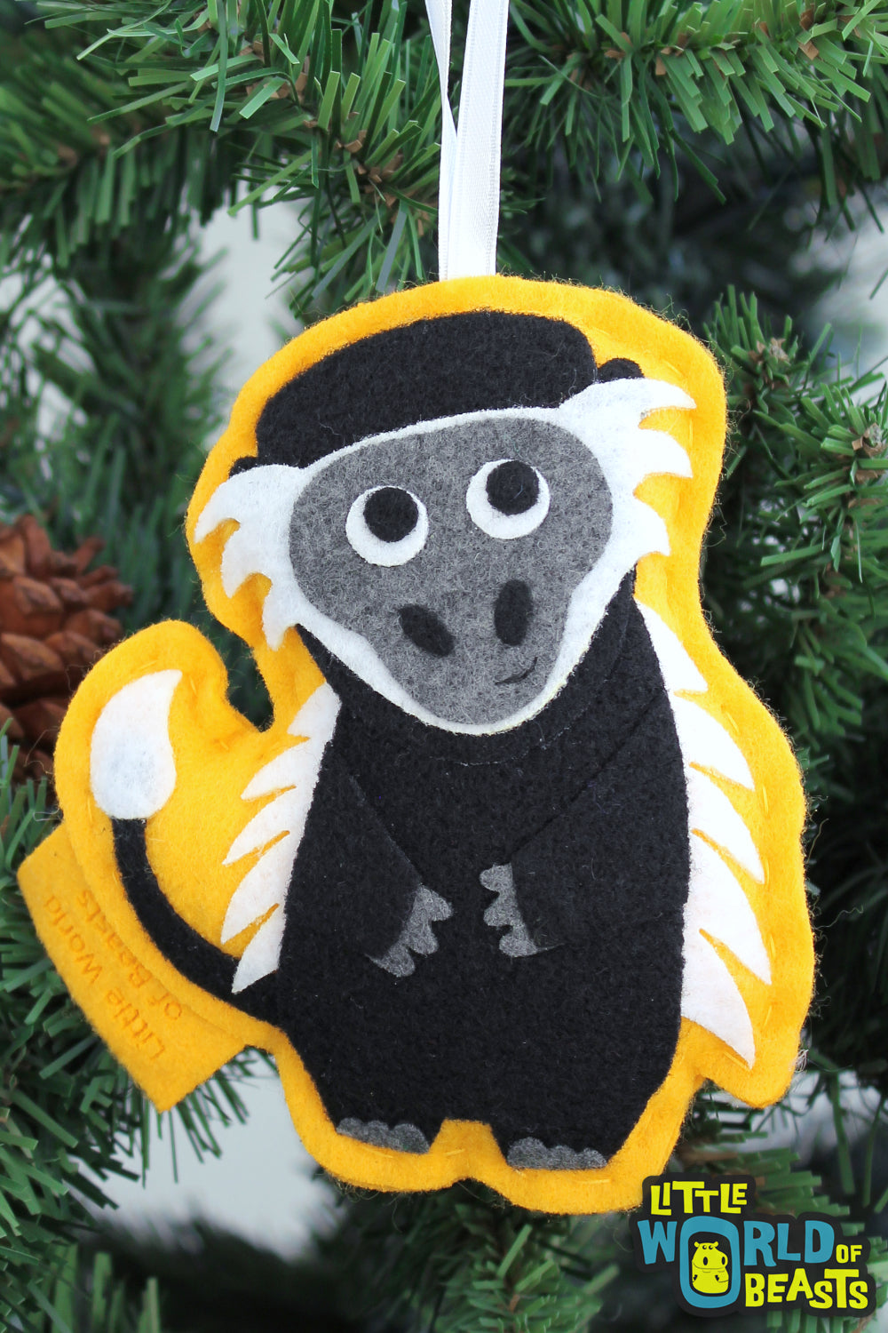 Personalized Ornament - Felt Animal - Colobus Monkey