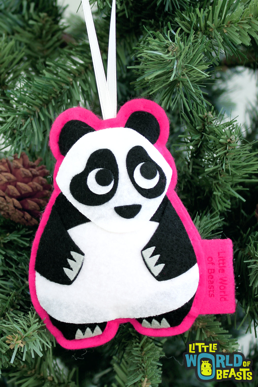 Personalized Christmas Ornament - Panda Bear - Felt 