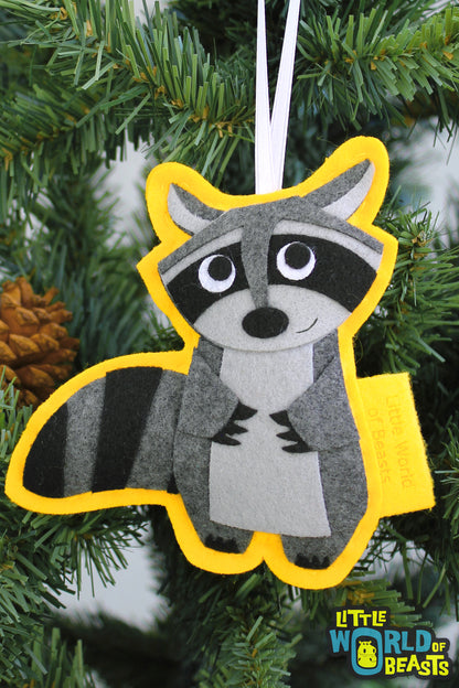 Personalizable Felt Ornament - Raccoon