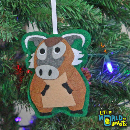 Red River Hog - Felt Animal Christmas Tree Ornament
