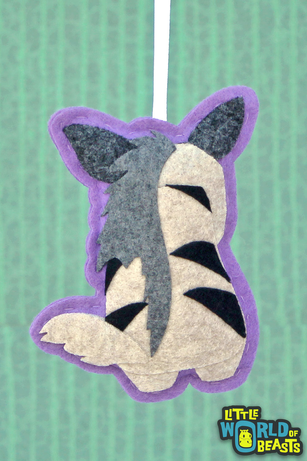 Striped Hyena - Handmade Felt Christmas Ornament