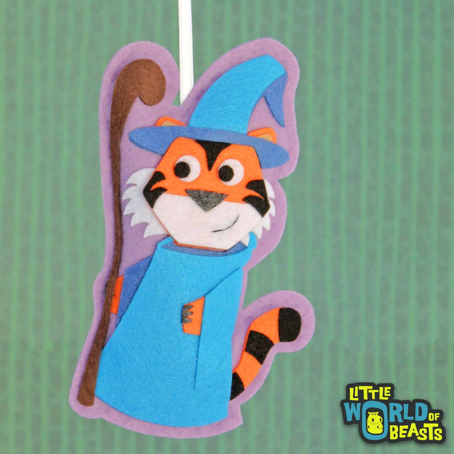 Tiger Wizard Ornament - Felt RPG Lover Gift