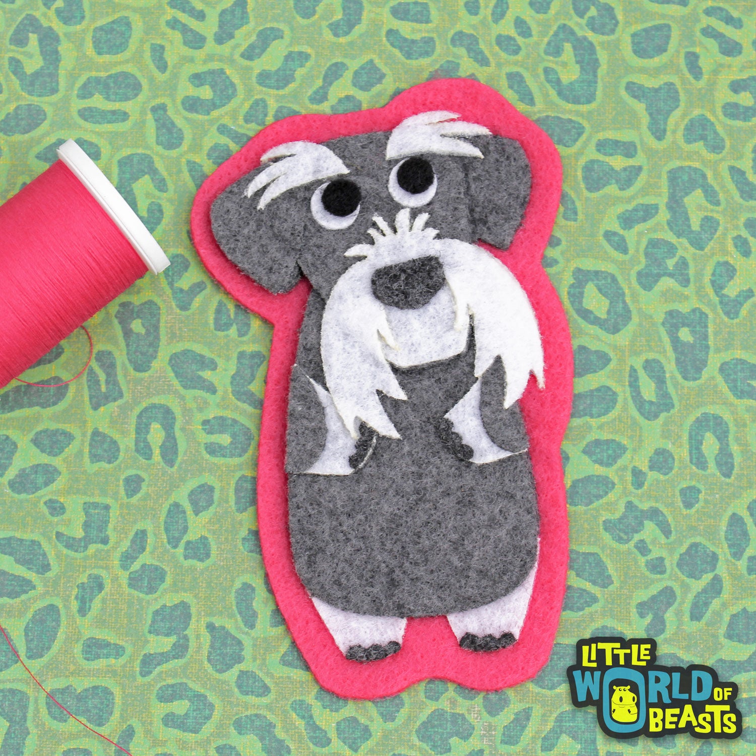 Giles the Schnauzer Patch - Sew On or Iron On Felt Dog Applique