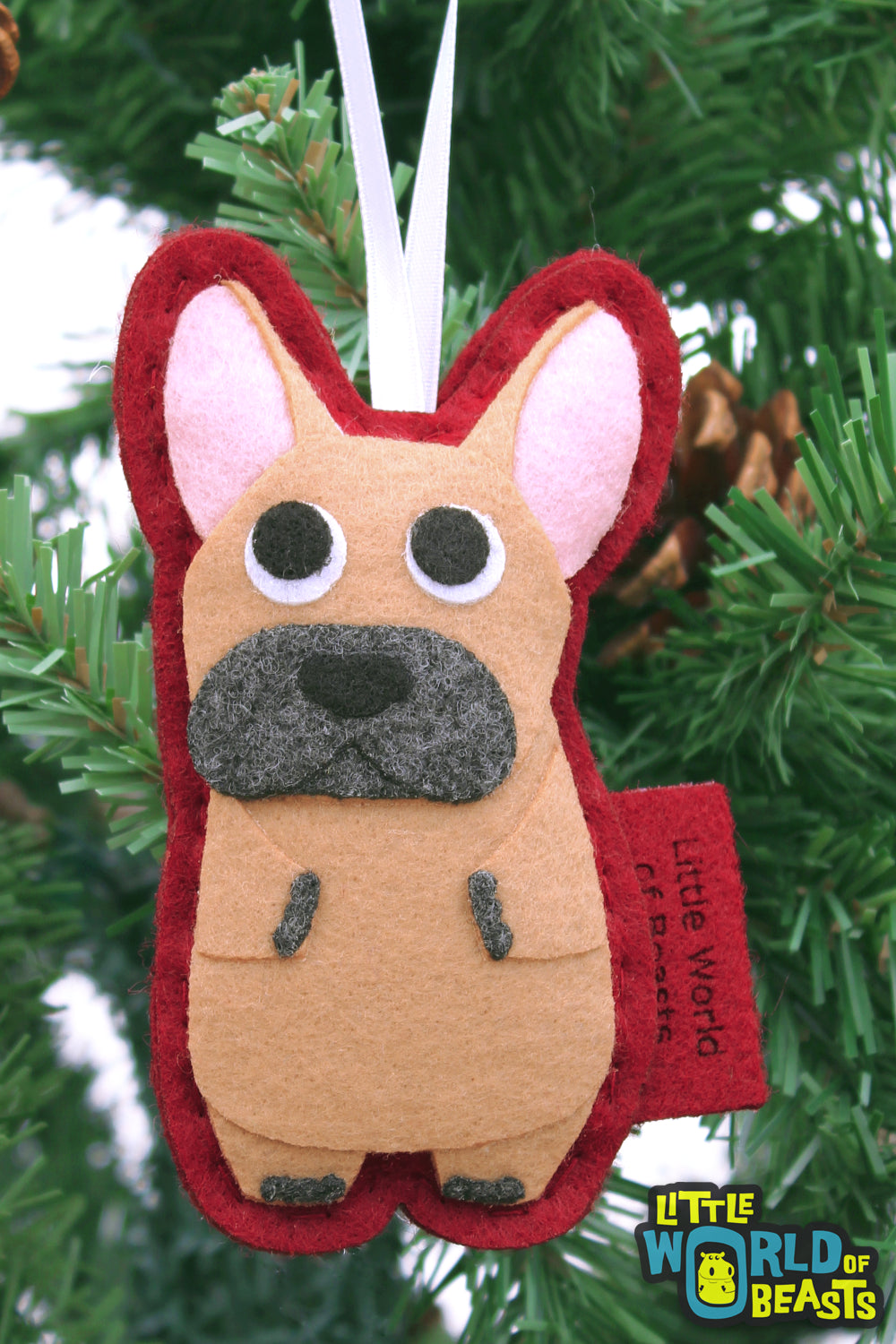 French Bulldog - Christmas Ornament - Felt