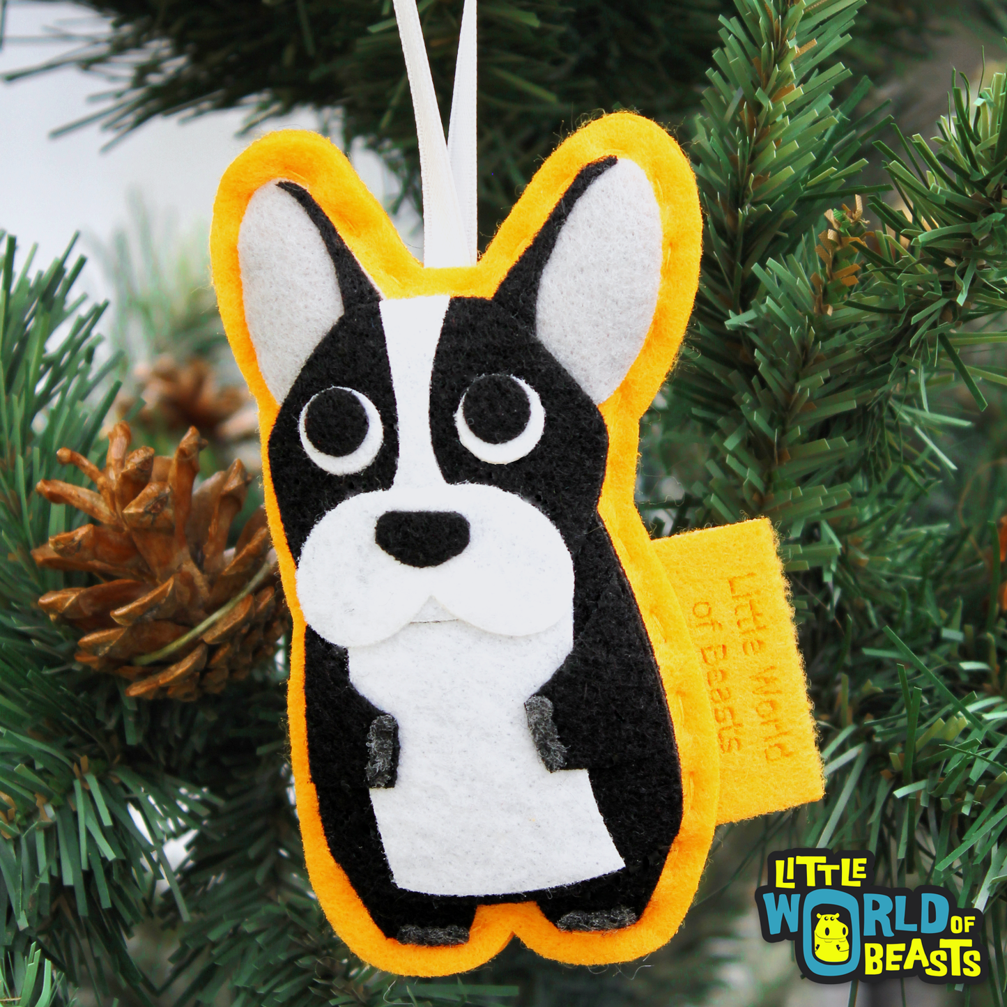 Handmade Felt Dog Christmas Ornament - French Bulldog