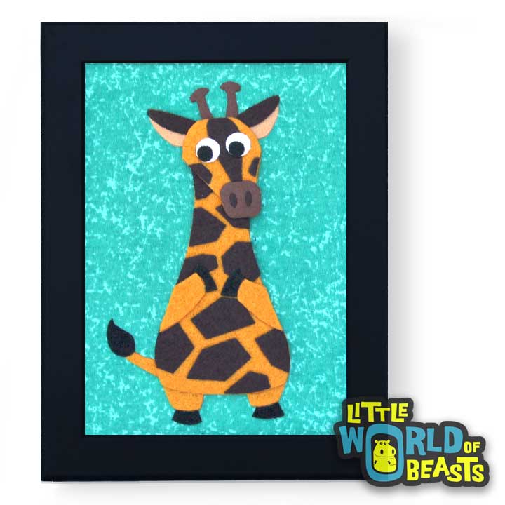 Hannah the Giraffe  - Framed Kids Room Art - Little World of Beasts