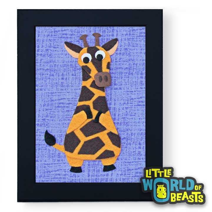 Hannah the Giraffe  - Framed Kids Room Art - Little World of Beasts