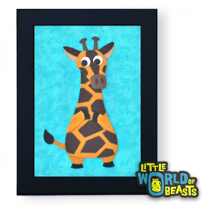 Hannah the Giraffe  - Framed Kids Room Art - Little World of Beasts