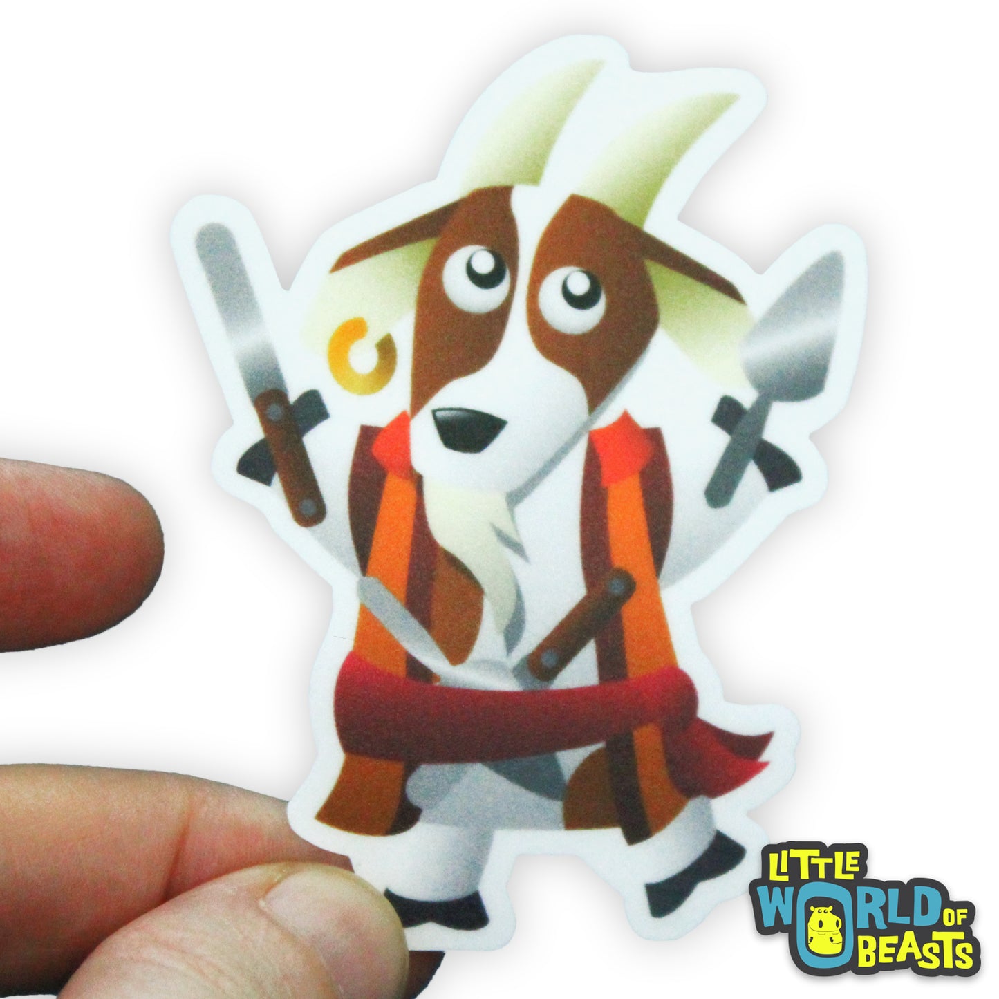 Goat with Pastry Knives Vinyl Sticker