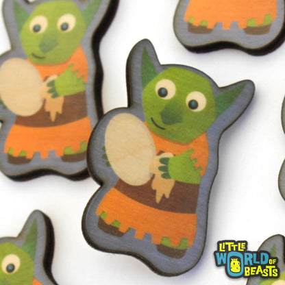 Goblin Washes the Dishes - Mundane Monster Laser Cut Wooden Pin