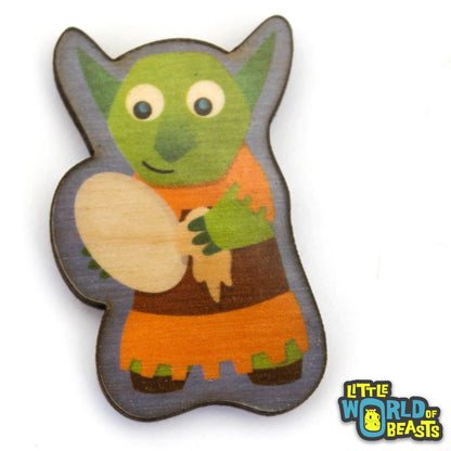 Goblin Washes the Dishes - Mundane Monster Laser Cut Wooden Pin