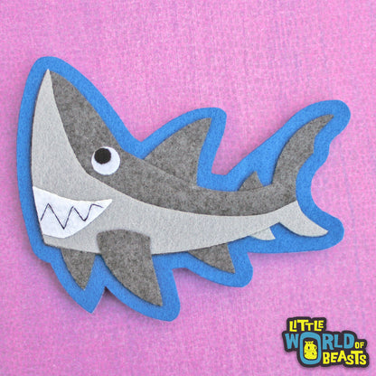 Shark - Felt Applique - Iron on or Sew on - Little World of Beasts