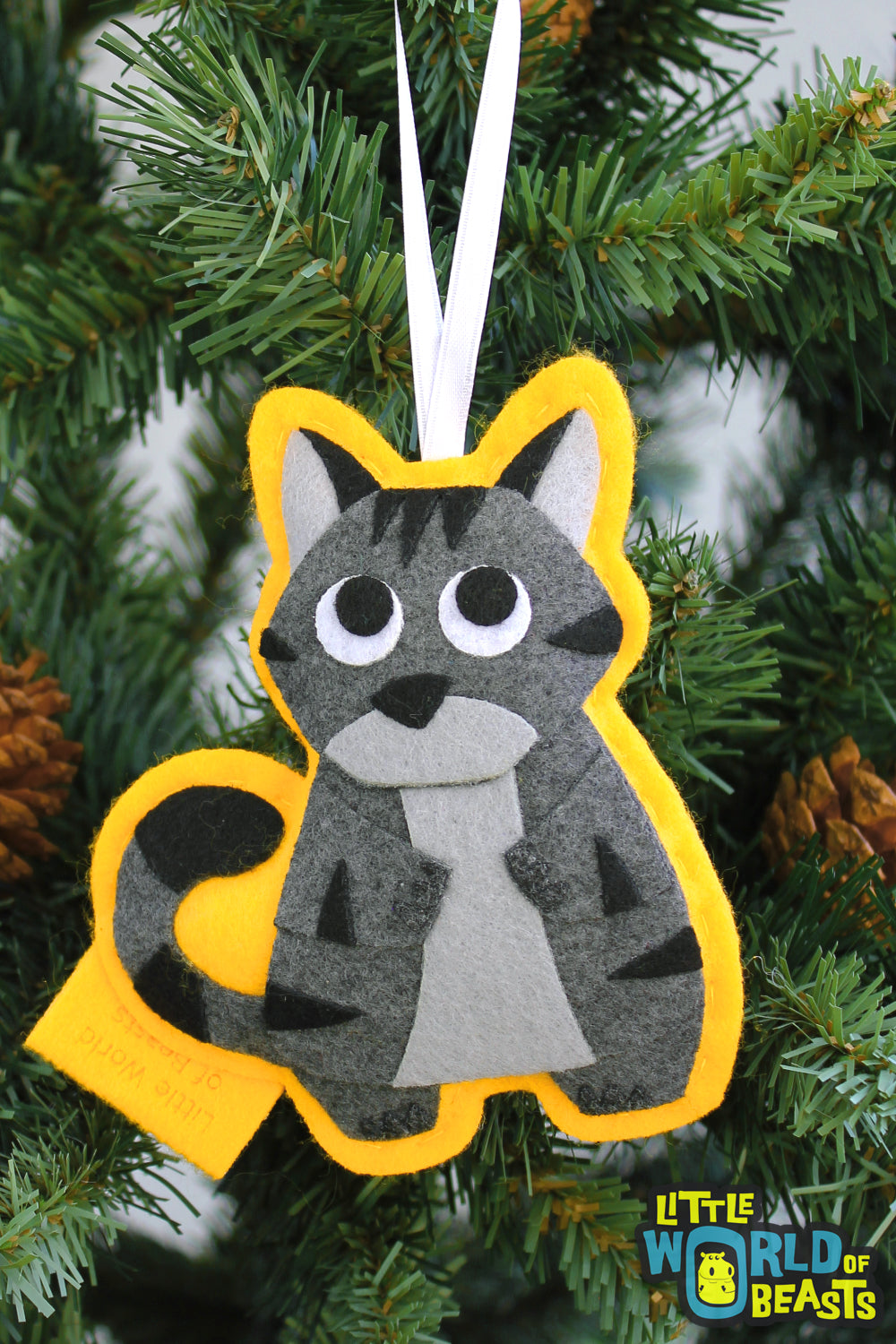 Little World of Beasts _ Products _ Personalized Hazel the Gray Tabby Ornament 