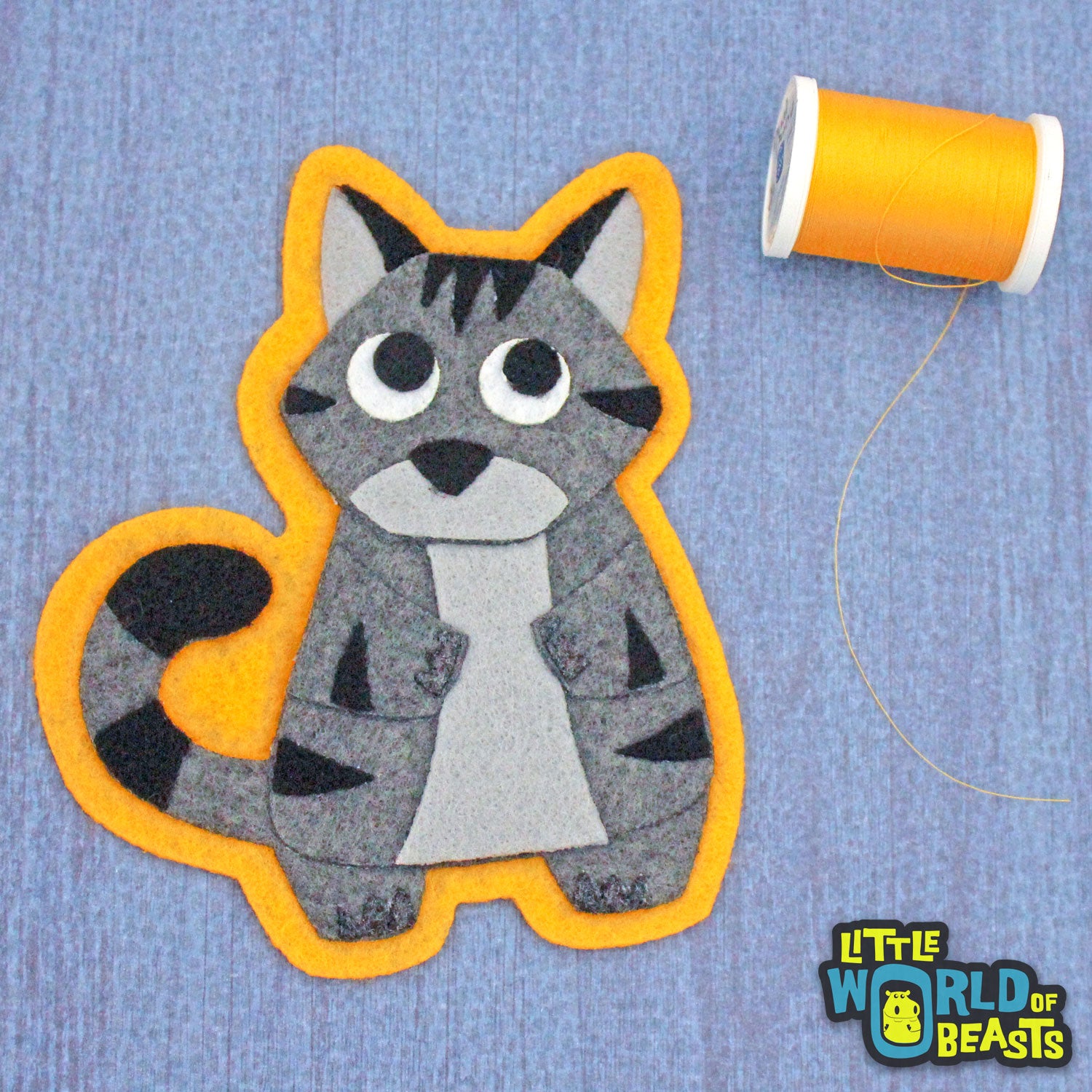 Hazel the Gray Tabby - Felt Cat Patch - Sew on or Iron on - Little World of Beasts