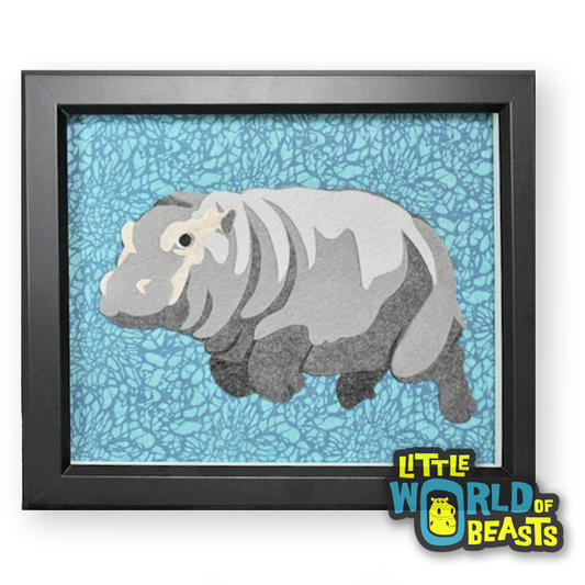 Baby Hippo - Felt Animal Portrait