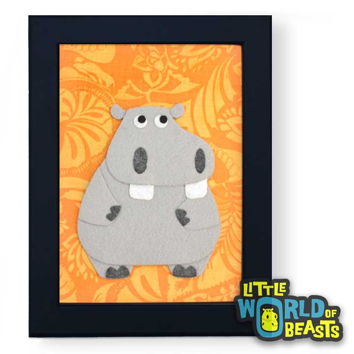 Hippo - Framed Nursery Art - Yellow