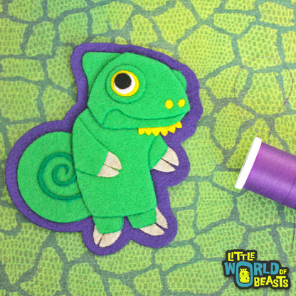Clover the Veiled Chameleon - Iron On or Sew On Patch - Little World of Beasts