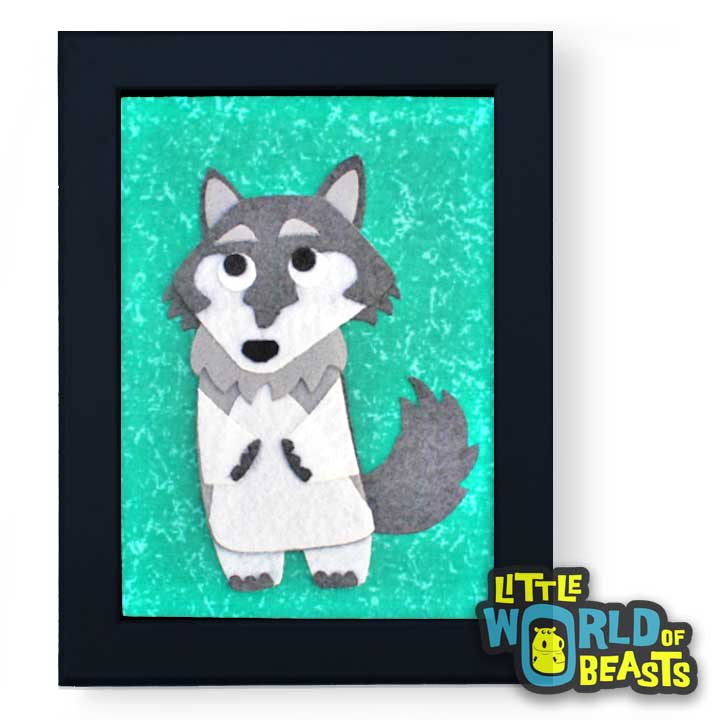 Gray Wolf - Kids Room Decor - Felt Animal Art