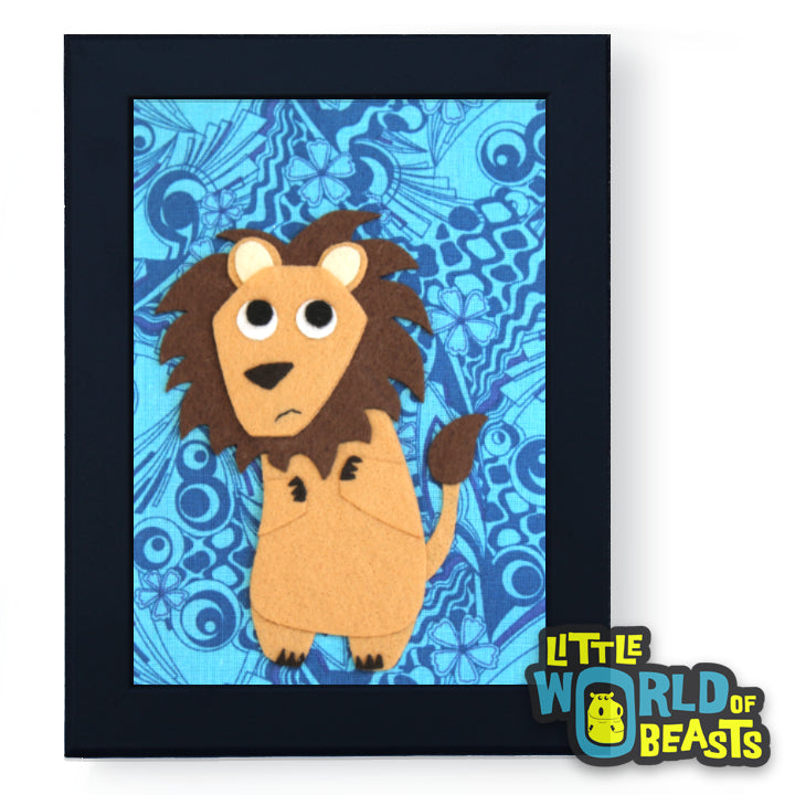 Oscar the Lion - Felt Animal Nursery Art - Little World of Beasts