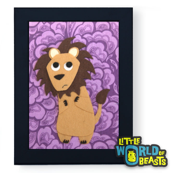 Oscar the Lion - Felt Animal Nursery Art - Little World of Beasts