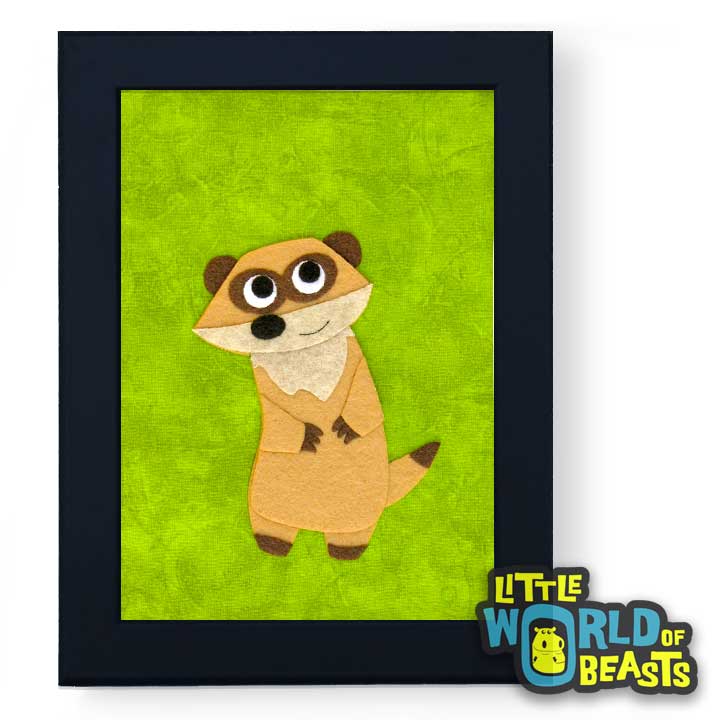 Nathaniel the Meerkat - Felt Animal Framed Kids Decor -Little World of Beasts