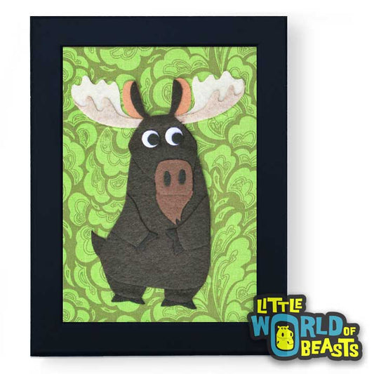 Moose - Felt Animal Nursery Art - Framed